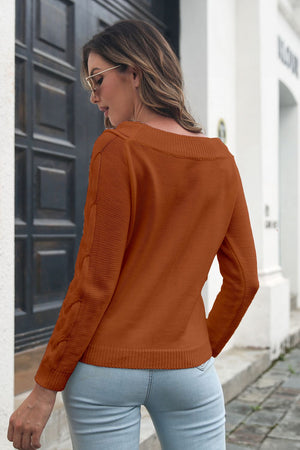 Cable-Knit Long Sleeve Sweater 611e7eb5c64648a1b3c709982a7b65af-Max Glownestbest