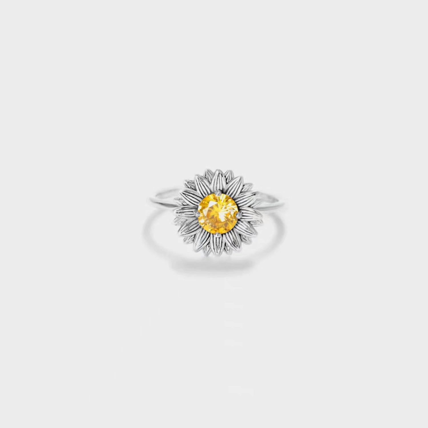 Sunflower Zircon 925 Sterling Silver Ring Silver 6146a1e6-894f-4835-a300-75d52aa80704-Max Trendsi