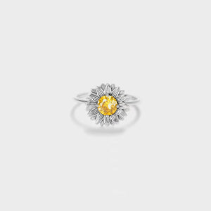 Sunflower Zircon 925 Sterling Silver Ring Silver 6146a1e6-894f-4835-a300-75d52aa80704-Max Trendsi