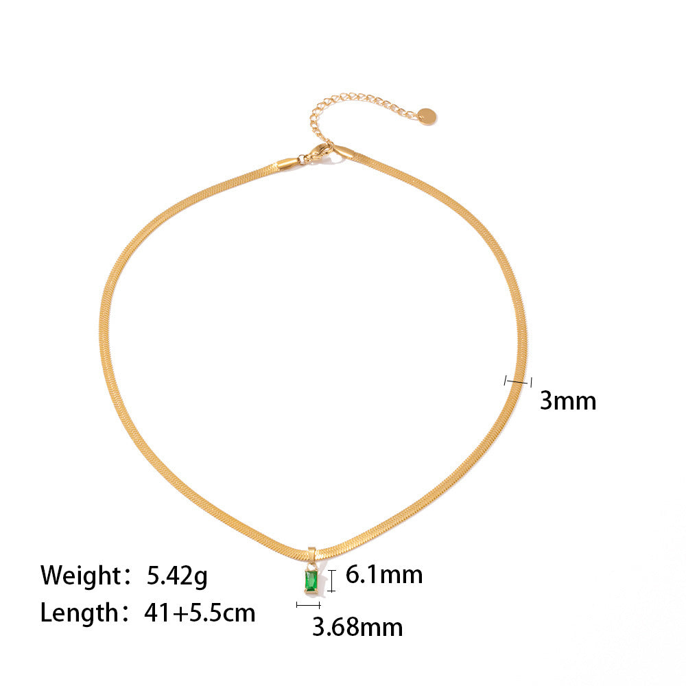 18K Gold Plated Green/White Baguette Zircon Pendant Necklace 62435a44-74a5-4917-a858-600d24e4fce9 Artshiney