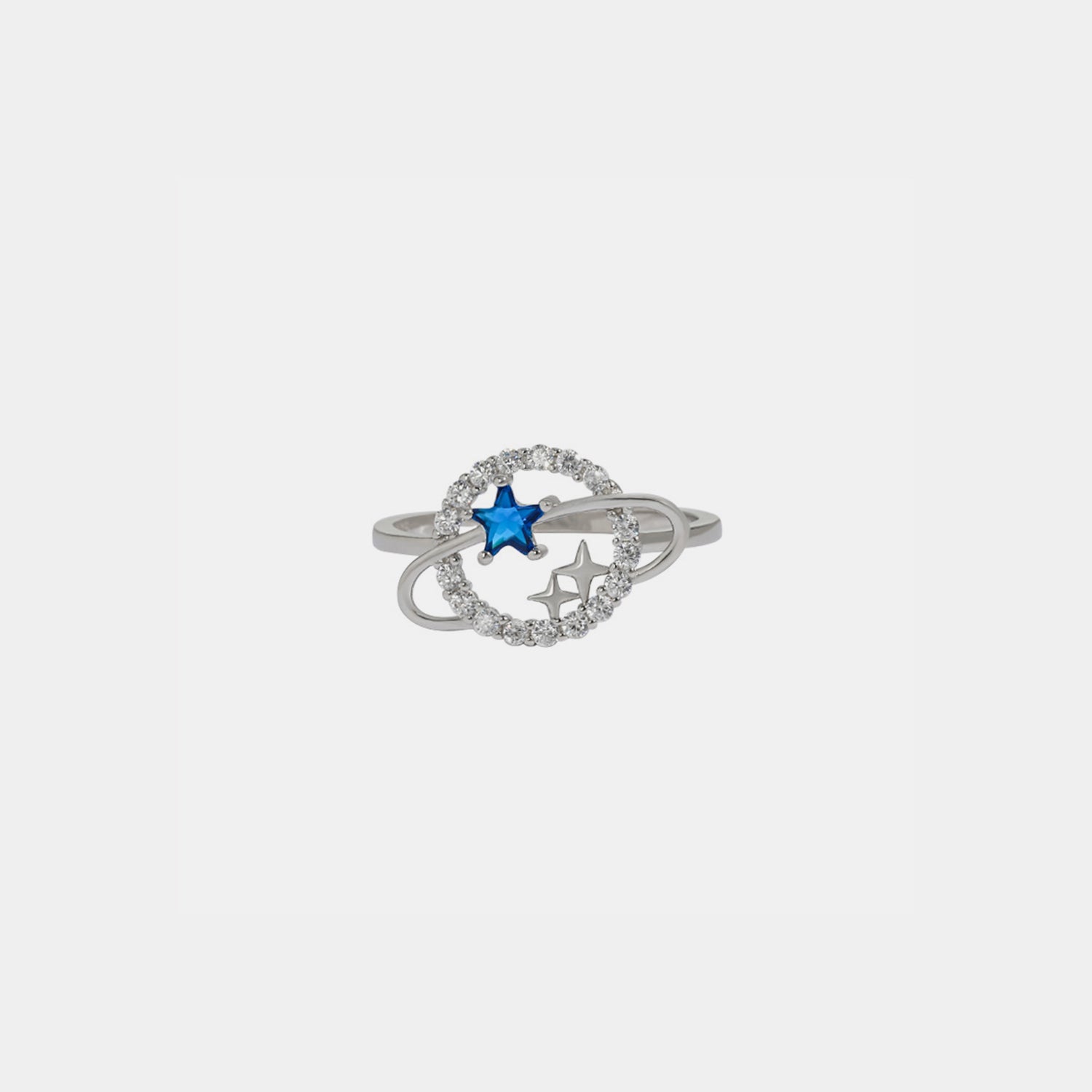 Planet Shape Inlaid Zircon 925 Sterling Silver Ring Silver 627d0d2f-5194-4e06-96b4-de214ac7d029-Max Trendsi
