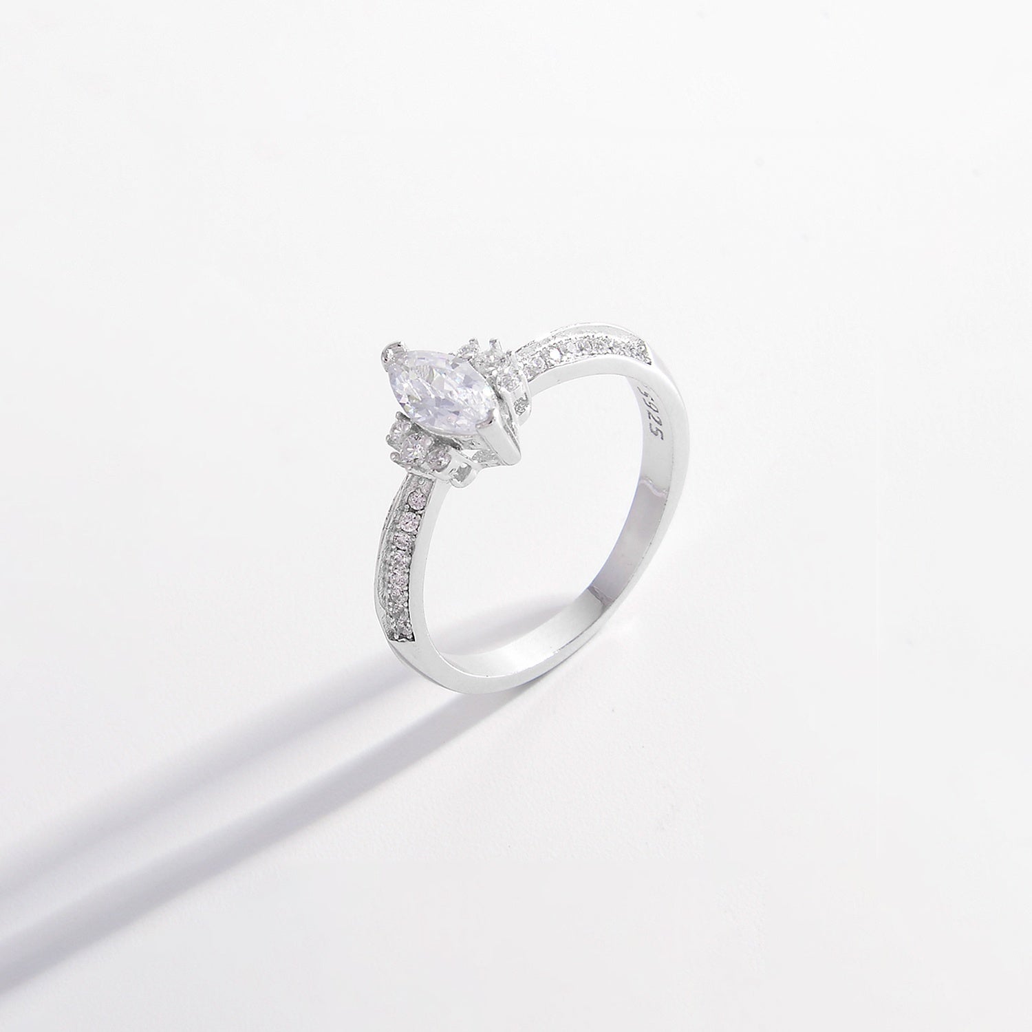 925 Sterling Silver Inlaid Zircon Ring 630db1ba-bf7c-41d5-9fb3-acce8404d755-Max Trendsi