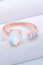 18K Rose Gold-Plated Moonstone Open Ring Rose Gold One Size 6313950825f74aa7a44a112c0d14bf1a-Max Trendsi