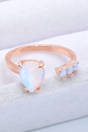 18K Rose Gold-Plated Moonstone Open Ring Rose Gold One Size 6313950825f74aa7a44a112c0d14bf1a-Max Trendsi