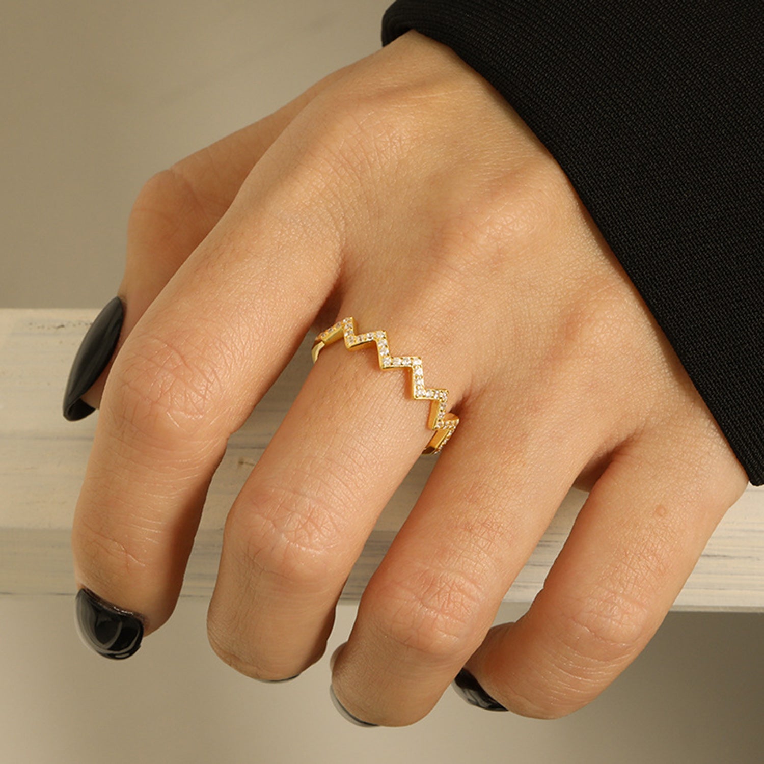 Wave Shape 925 Sterling Silver Ring 6389ea9c-8c85-4656-bda9-c1e1ab3d90fa-Max Trendsi