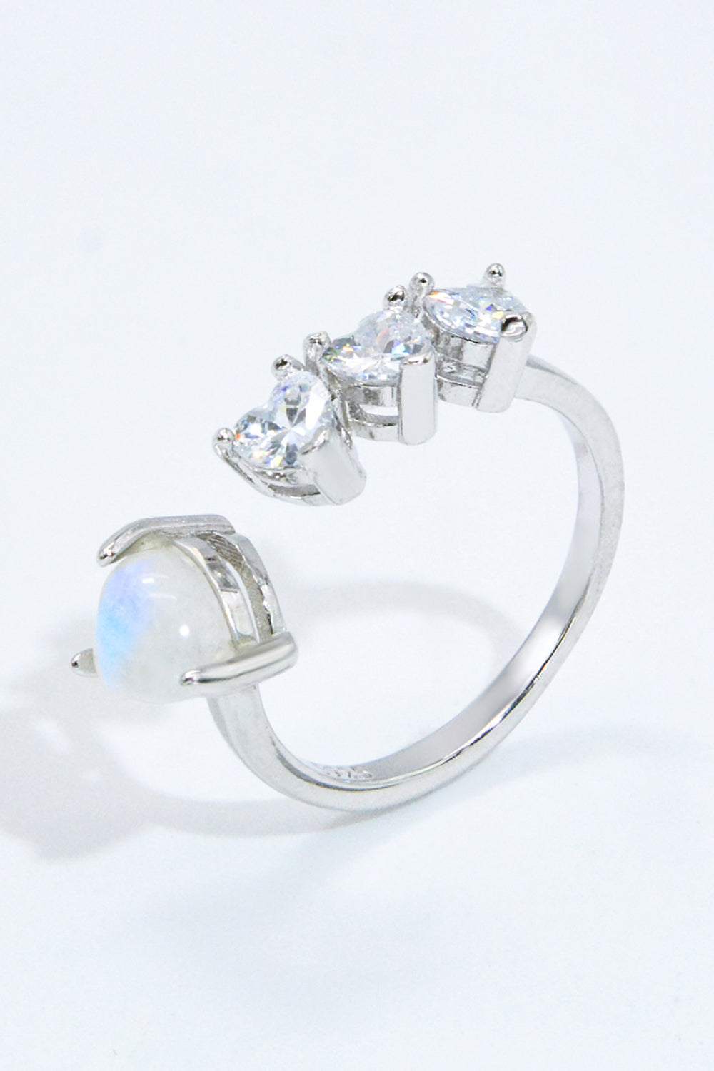 Natural Moonstone and Zircon Heart Open Ring 641bad86fdb44b2f96c9b2a435c4218e-Max Trendsi