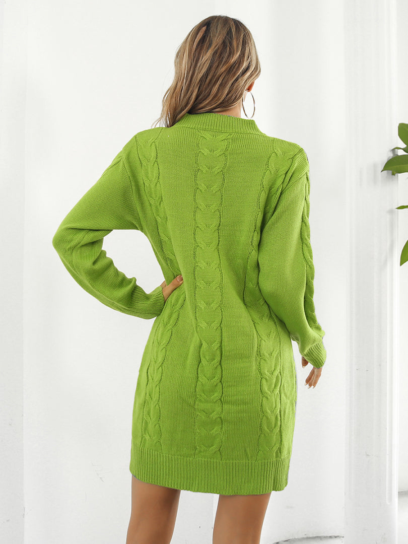 Cable-Knit Round Neck Sweater Dress 643703bdae704fbc93e398cf05fa4662-Max Glownestbest