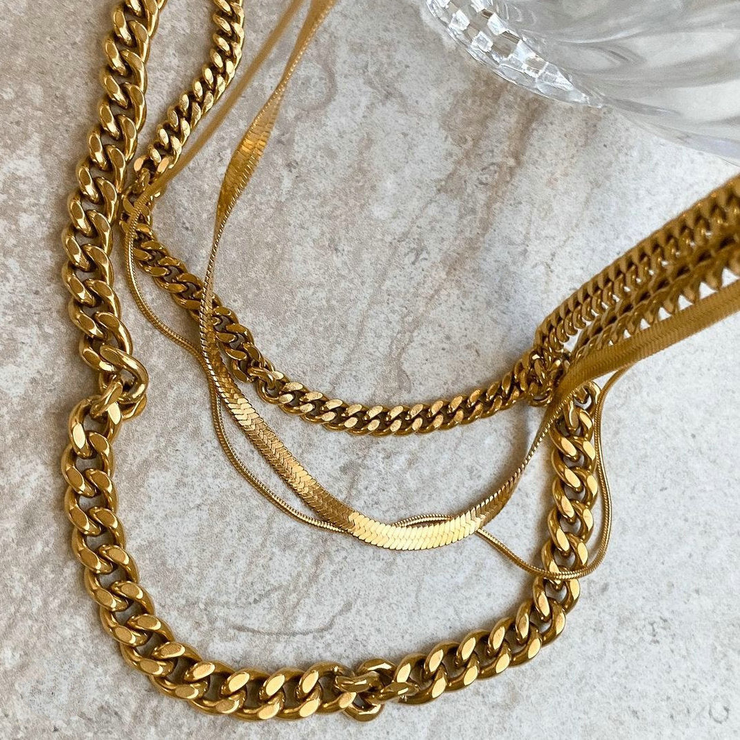 18K Gold Vintage Simple Cuban Chain Design Versatile Necklace 645af706-46fb-4c8e-9907-16e5fe95a21f Artshiney