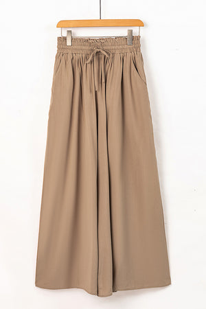 Drawstring Waist Wide Leg Pants 64af574f560146d0adc6c305b184a344-Max Trendsi