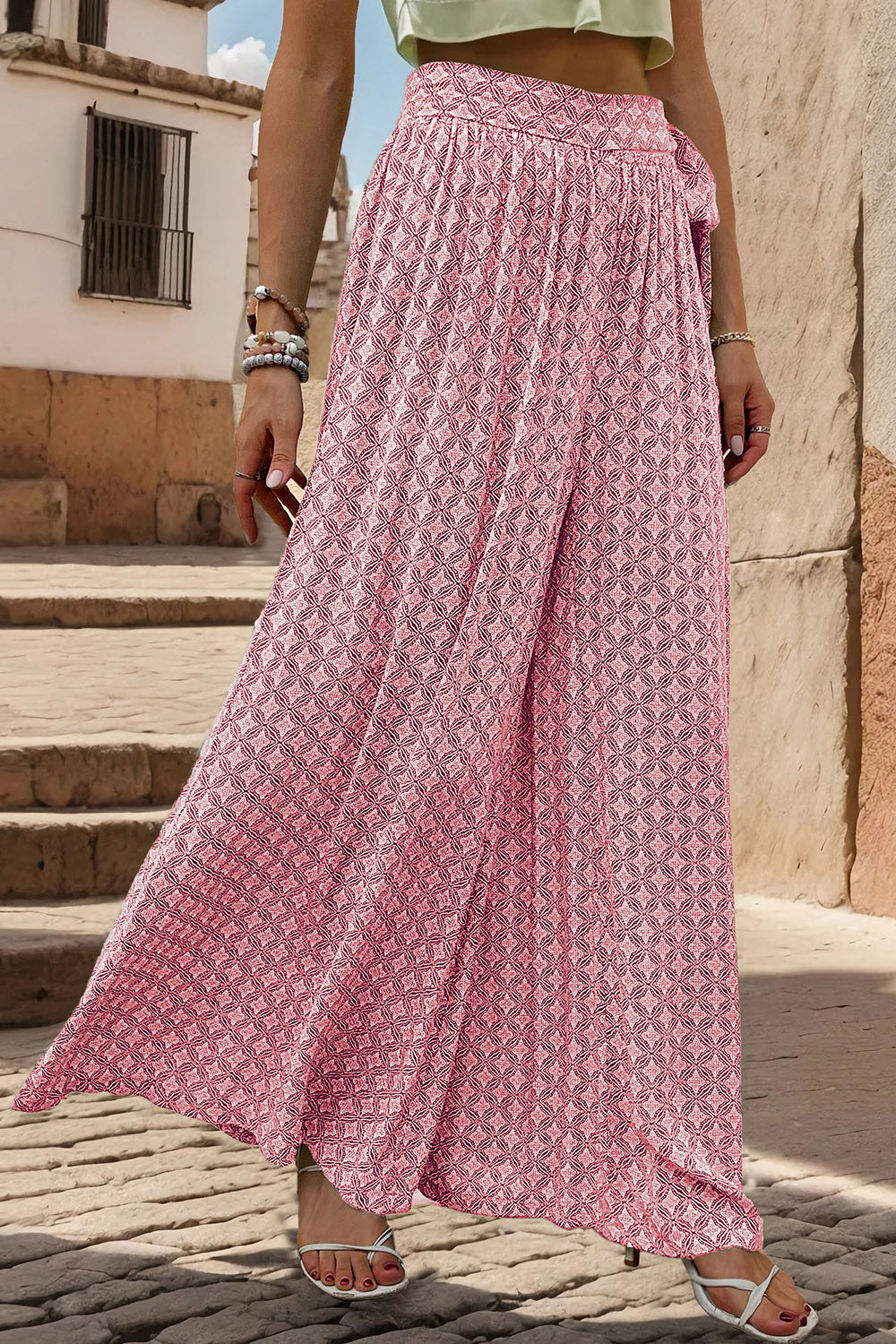 Perfee Printed Tied Wide Leg Pants 64df451e-b2df-4f44-945e-1c8281bf1829-Max Trendsi