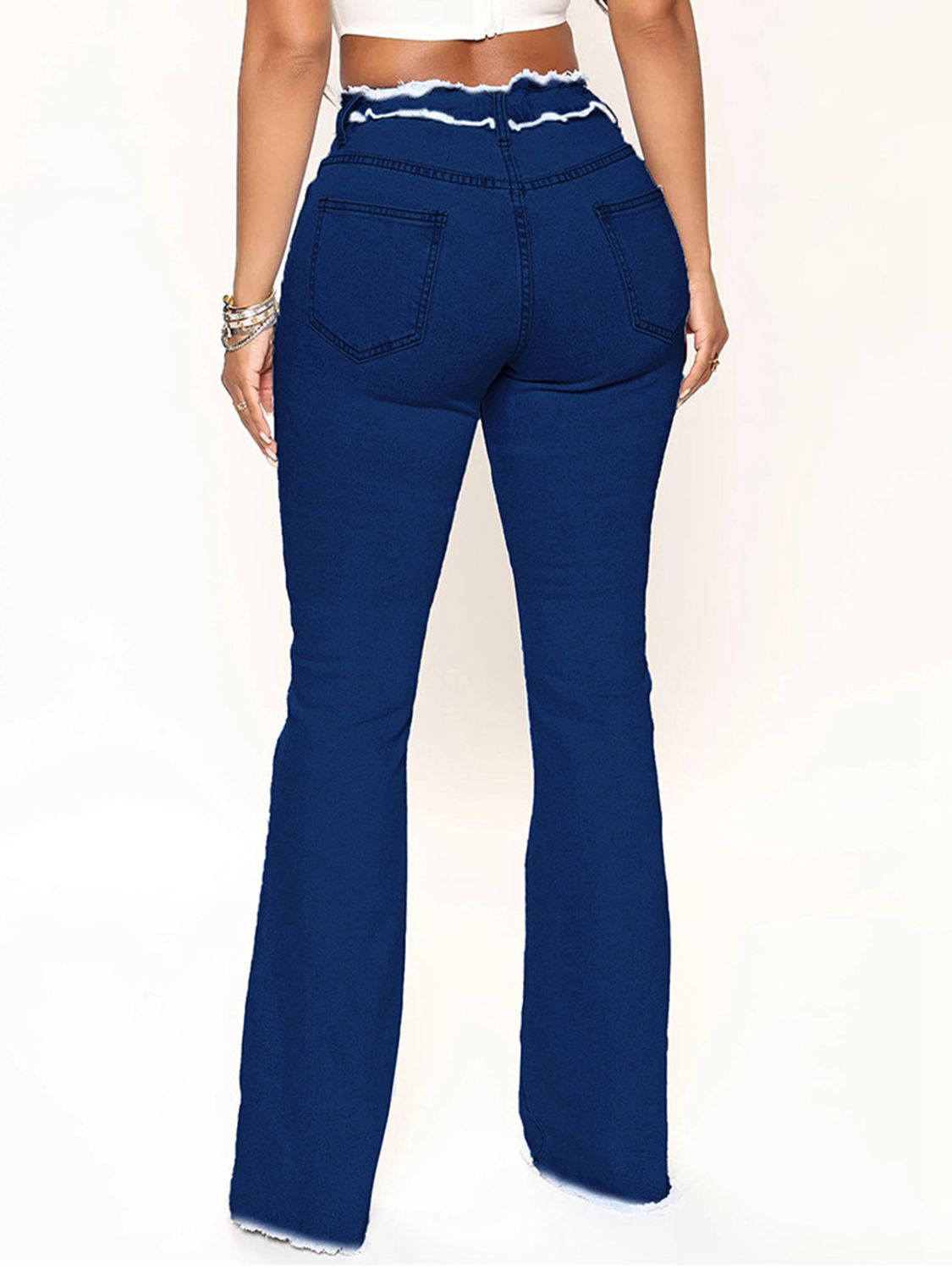 Striped Raw Hem Jeans 64f7d7ddd9124b119f0a92c8451b6dcc-Max Trendsi