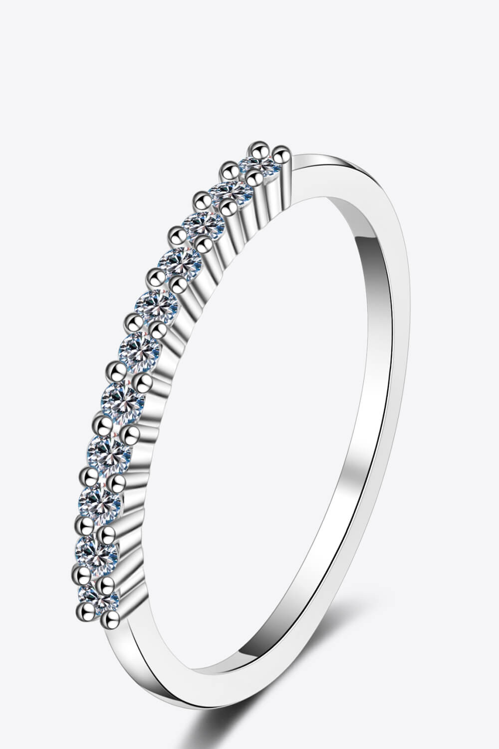 925 Sterling Silver Inlaid Moissanite Polished Ring Silver 657cebae43bc4b4b81136fe5012c8bb5-Max Trendsi