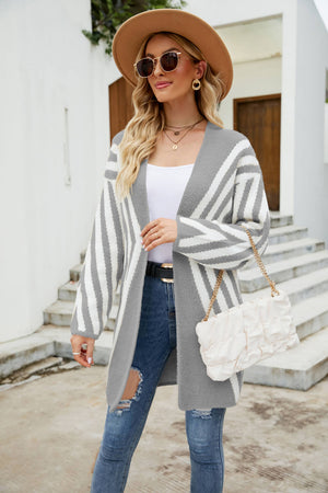 Glownestbest® | Woven Right Two-Tone Open Front Fuzzy Longline Cardigan Gray 65ce24a4ba8f4ff6a69d22ab560d6c4e-Max Glownestbest