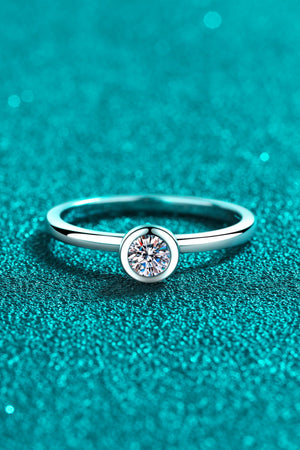 Moissanite Rhodium-Plated Solitaire Ring 662dac17ed894ce29c2e45cbf54fbbf8-Max Trendsi