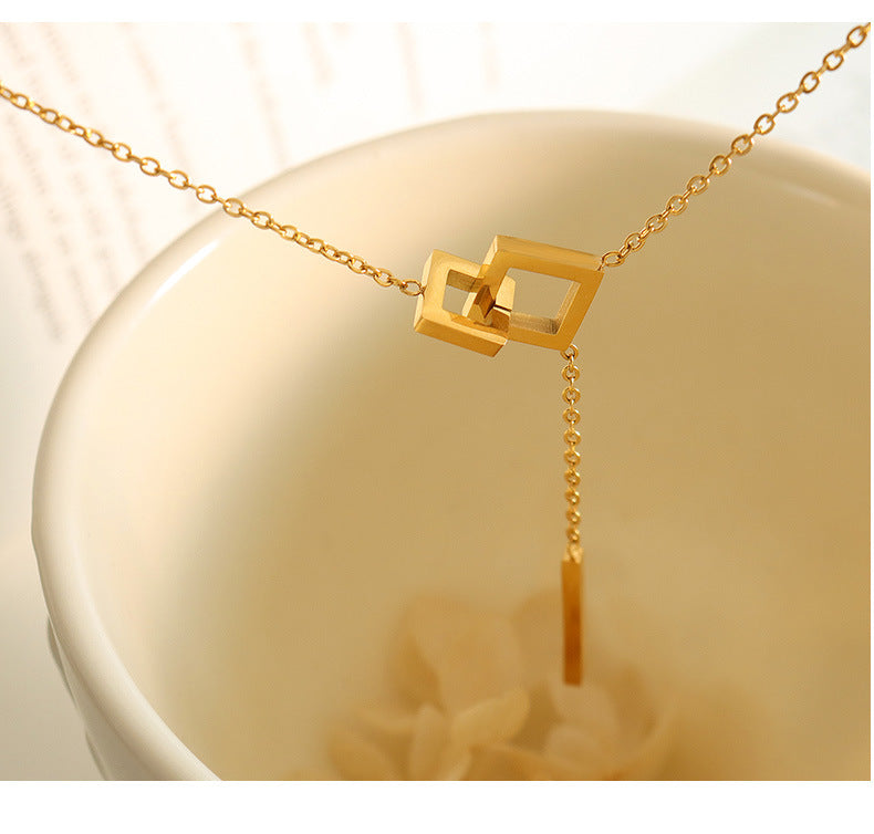 Fashion Simple Geometric Square Long Tassel Necklace 66ca43c5-4ffd-4d91-8f06-020a25748389 Artshiney