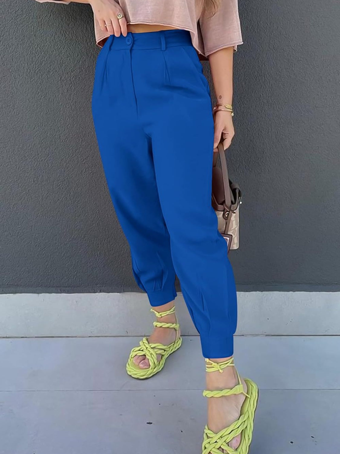 High Waist Cropped Pants 671666ac-8758-4188-a194-730258c2e108-Max Trendsi