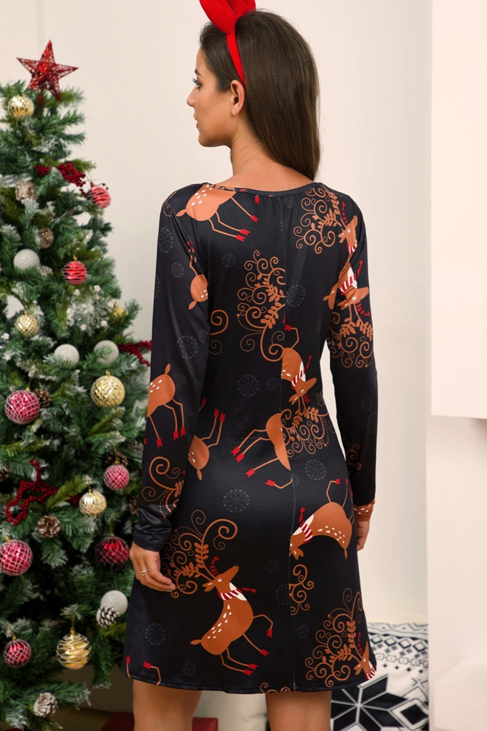 Full Size Christmas Long Sleeve Dress Coral 67493cc01e2041d189657f33ad6f94d6-Max Glownestbest