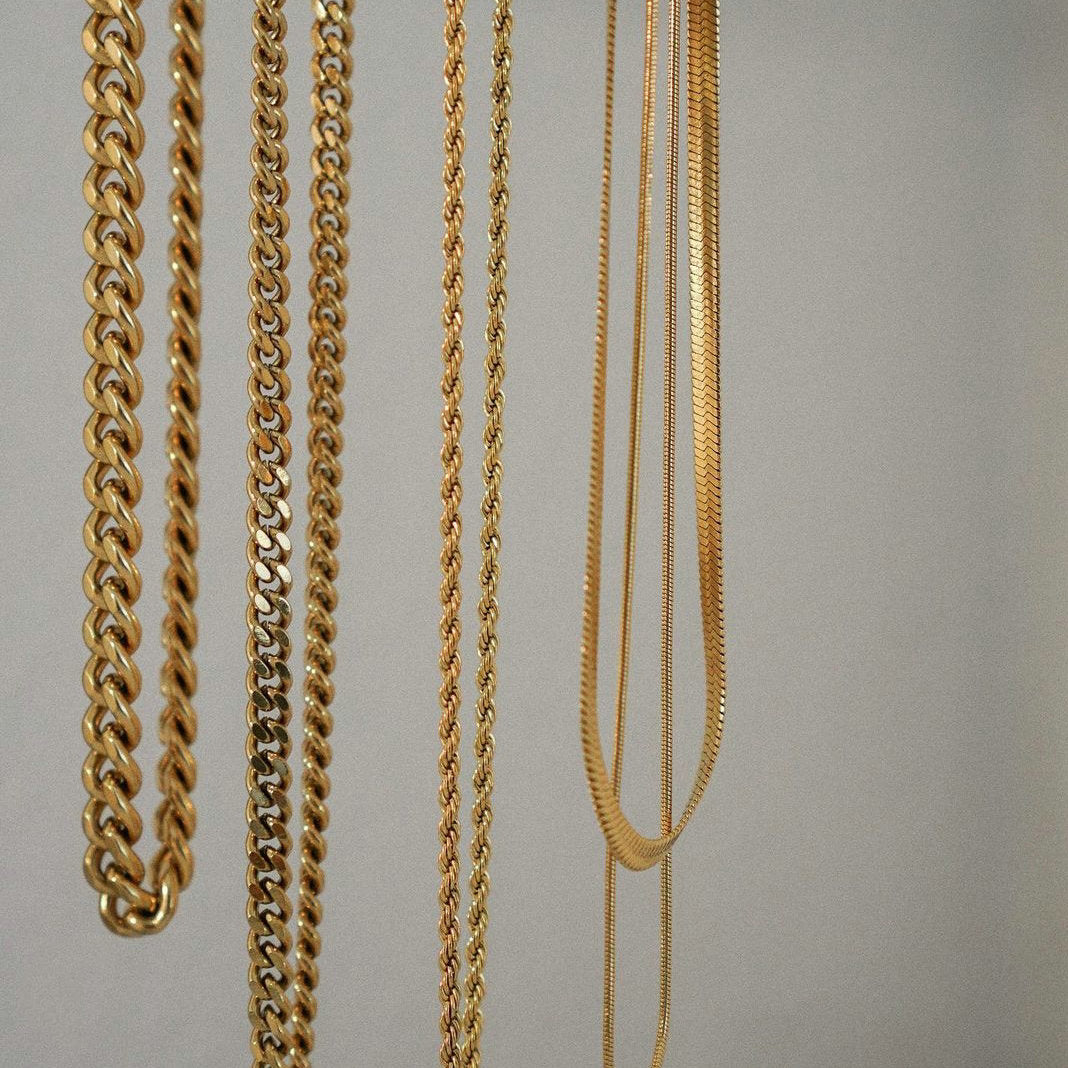18K Gold Vintage Simple Cuban Chain Design Versatile Necklace 675c08f7-82d1-4013-89e0-859afd974f17 Artshiney