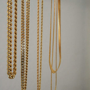 18K Gold Vintage Simple Cuban Chain Design Versatile Necklace 675c08f7-82d1-4013-89e0-859afd974f17 Artshiney