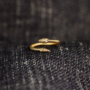 Snake Shape 18K Gold-Plated Bypass Ring 67606cde-cb5f-40b7-95b8-533a390c7b0c-Max Trendsi