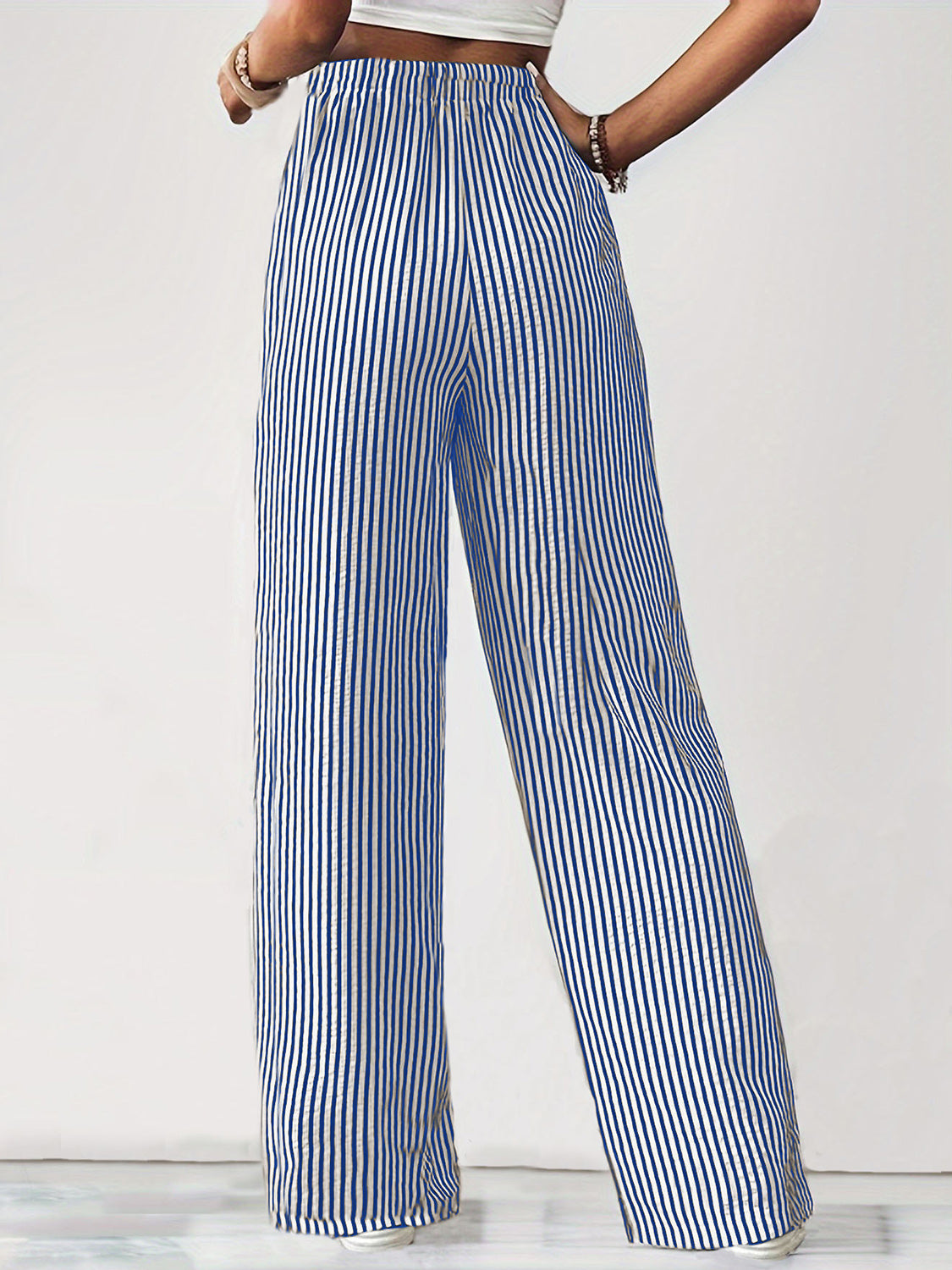 Drawstring Striped Elastic Waist Pants 6783e951-1ffa-454a-abb8-69073fa9a28a-Max Trendsi