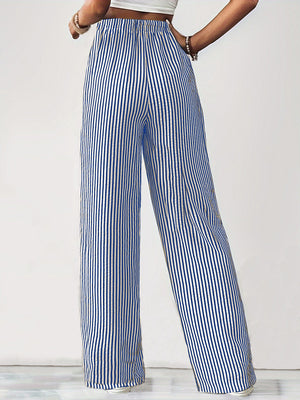 Drawstring Striped Elastic Waist Pants 6783e951-1ffa-454a-abb8-69073fa9a28a-Max Trendsi