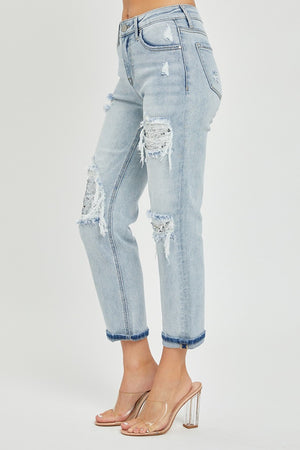 RISEN Mid-Rise Sequin Patched Jeans 678dba35-284d-40e2-8165-f11bbb58f32b-Max Trendsi