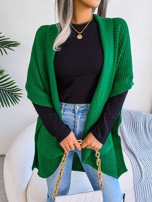 Glownestbest® | Horizontal Ribbing Open Front Slit Cardigan 67e69594df664bcaade1b06752f418bb-Max Glownestbest