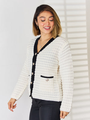 Contrast Trim Button Up Cardigan 68c2fbfb-3072-426f-942a-eaf460e366b5-Max Glownestbest