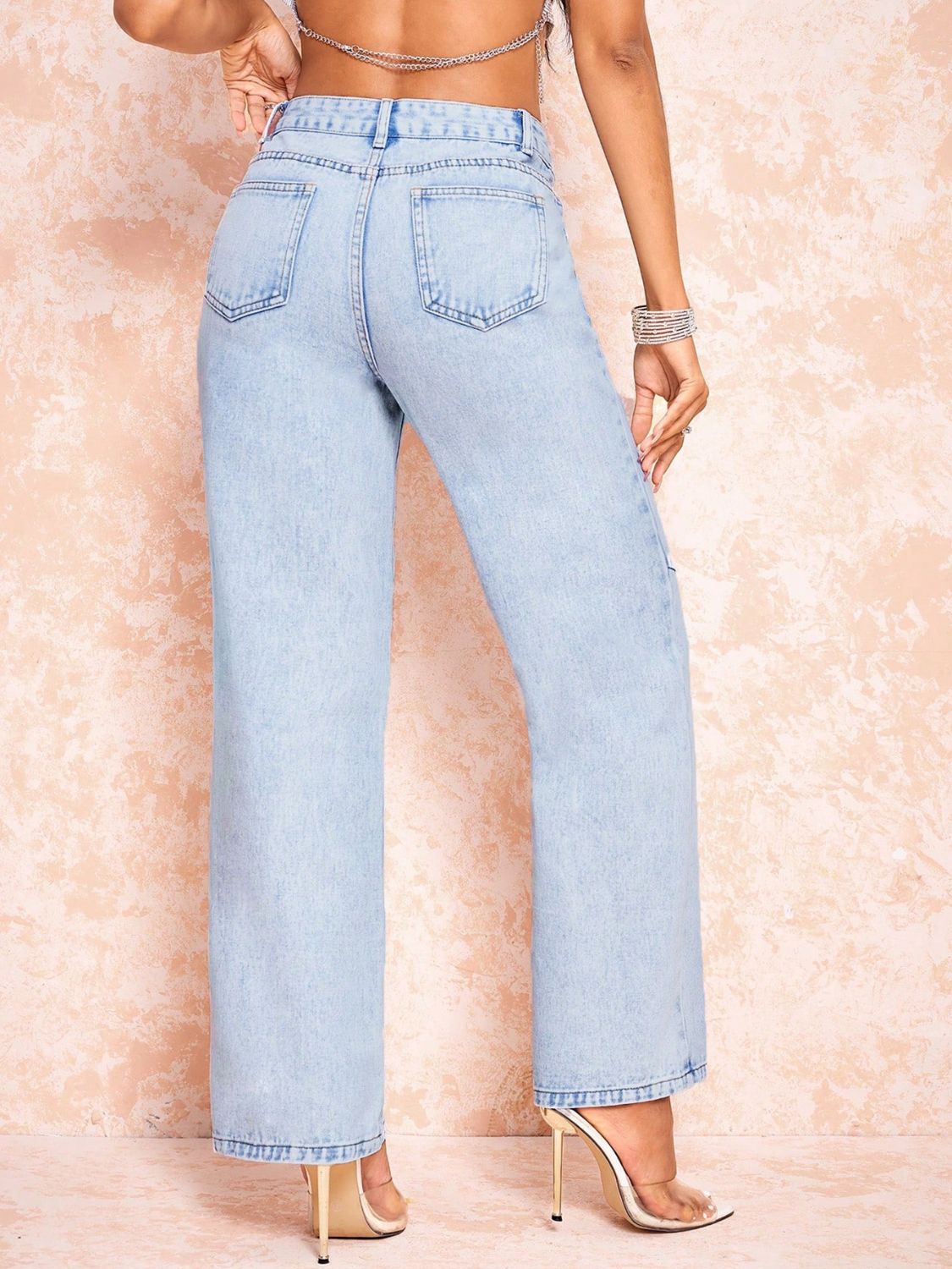 Straight Leg Jeans with Pockets 69117013-5b02-4eb3-b291-0e395bbc4c0c-Max Trendsi