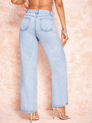 Straight Leg Jeans with Pockets 69117013-5b02-4eb3-b291-0e395bbc4c0c-Max Trendsi