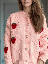 Strawberry Button Down Long Sleeve Cardigan Dusty Pink One Size 69490659-2aab-4bce-a82d-5748255b6601-Max Glownestbest