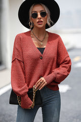 Button-Up Dropped Shoulder Cardigan Rust 698f00bb365941a5b6962bdda4b9d1ed-Max Glownestbest