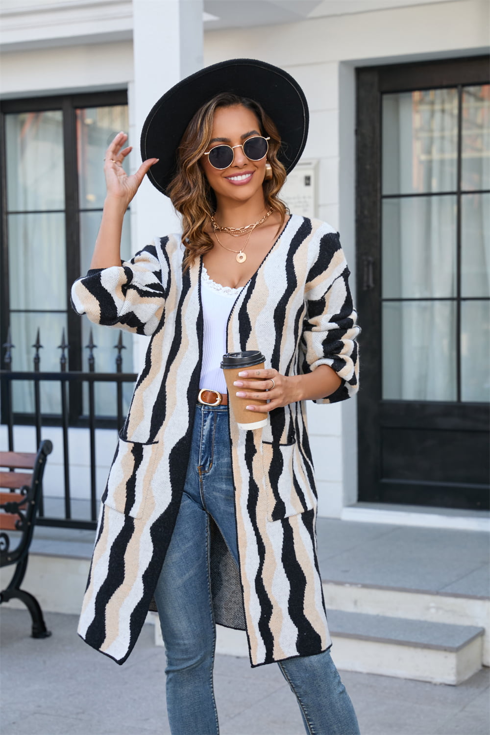 Angel Wings Printed Open Front Pocketed Cardigan 699248e9daf3484f88aaa6ae52f56146-Max Glownestbest