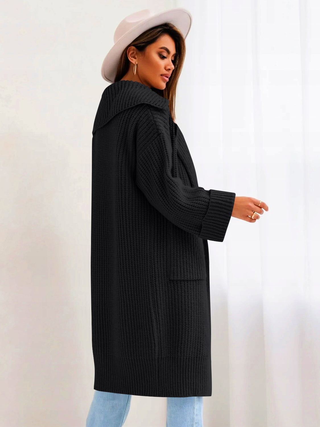 Pocketed Collared Neck Dropped Shoulder Cardigan 6a30ffcd-0868-4069-82ae-738342bfa855-Max Glownestbest