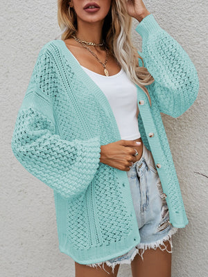 Glownestbest® | Openwork Button Front Cardigan 6a3a5a1629ce4d68ba98f50e4fcb8a69-Max Glownestbest
