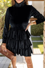 Ruffled Layered Long Sleeve Mini Dress Black 6a3ada4f-c16a-409b-a165-593333567dcf-Max Glownestbest