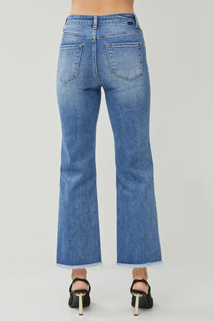 RISEN High Waist Raw Hem Slit Straight Jeans 6a7298d4-337f-426c-a9be-3bf230a07085-Max Trendsi