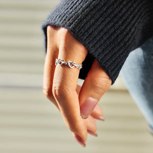 Knotted Hearts 925 Sterling Silver Open Ring 6a733d1d-96cc-4247-b227-a6774c8f2356-Max Trendsi
