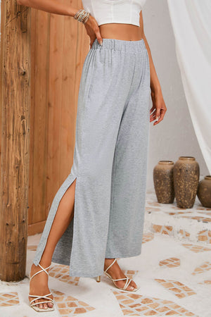 Slit Elastic Waist Pants 6ae9ab0a-d8fe-4b2e-9231-2bb0b63ba25c-Max Trendsi