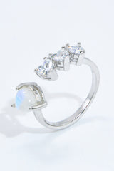 Natural Moonstone and Zircon Heart Open Ring Silver One Size 6ba69570414446f7b93500a4f7c7780d-Max Trendsi