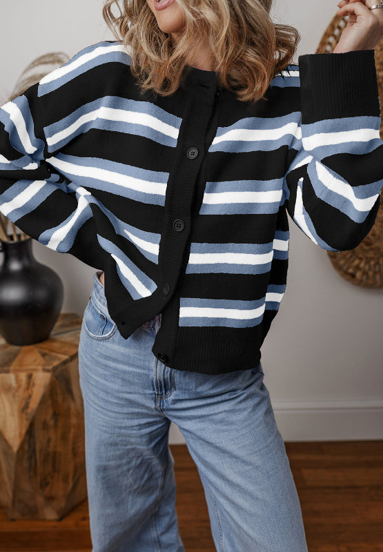 Striped Button Down Long Sleeve Cardigan 6bad57fd-bb8d-401b-a511-d1ef78b00b33-Max Glownestbest