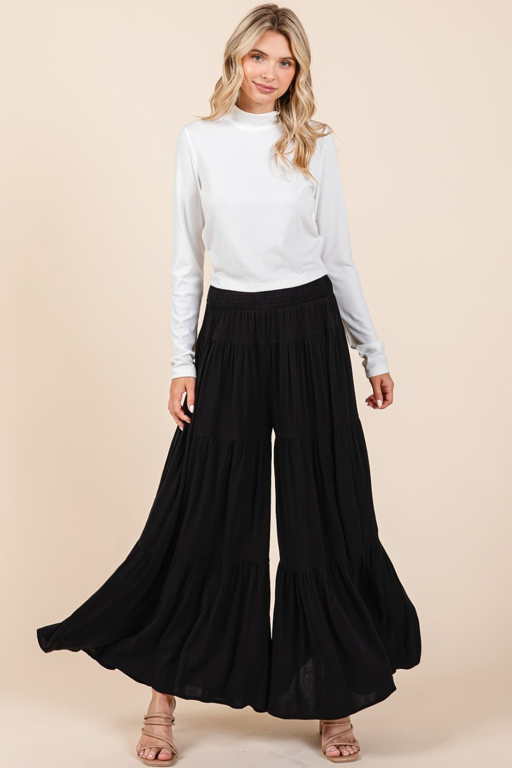Mittoshop Tier Detail Smocked Elastic Waist Wide Leg Pants 6bdc03cf-1caf-465b-9e4d-0a29f440a466-Max Trendsi