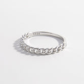 925 Sterling Silver Curb Chain Ring Silver 6c00671e-1a61-492f-baba-e35b2123b9a3-Max Trendsi
