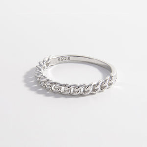 925 Sterling Silver Curb Chain Ring Silver 6c00671e-1a61-492f-baba-e35b2123b9a3-Max Trendsi
