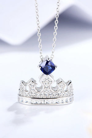 Zircon Lab-Grown Sapphire Crown Shape Pendant Necklace 6c0dd5a75baa42cea268c228fff8b63c-Max Trendsi