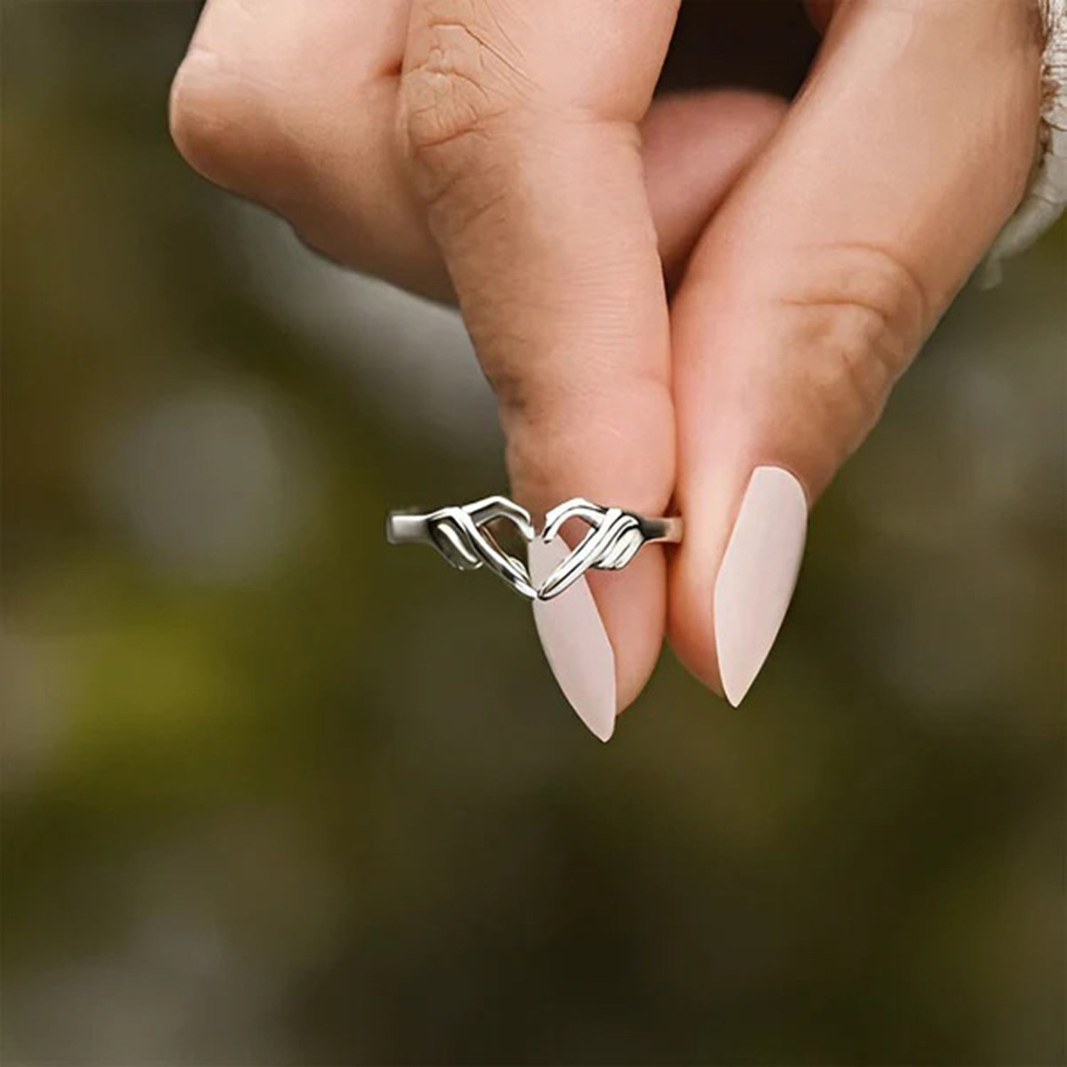 Hand Heart Shape 925 Sterling Silver Open Ring 6c178371-d485-4c27-b37f-31fa43c32a99-Max Trendsi