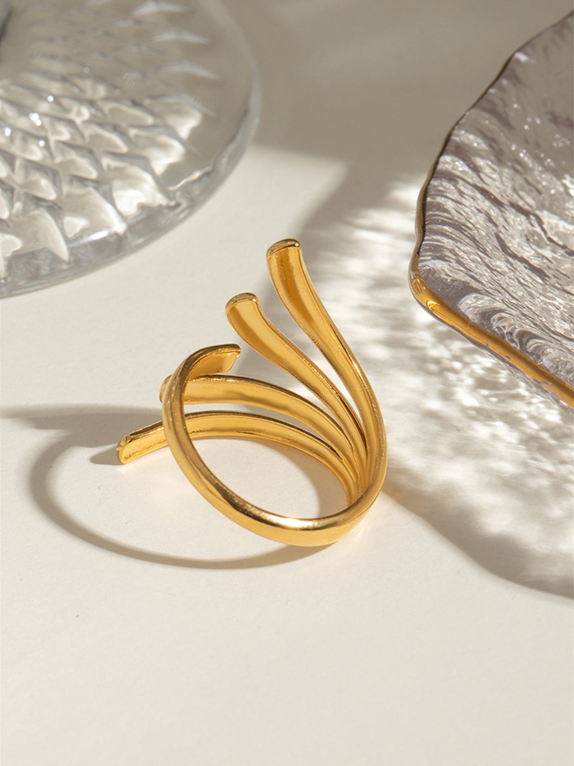 18K Gold-Plated Stainless Steel Irregular Open Ring 6ca0281c-318d-4f87-b64d-5cfd059fb0aa-Max Trendsi