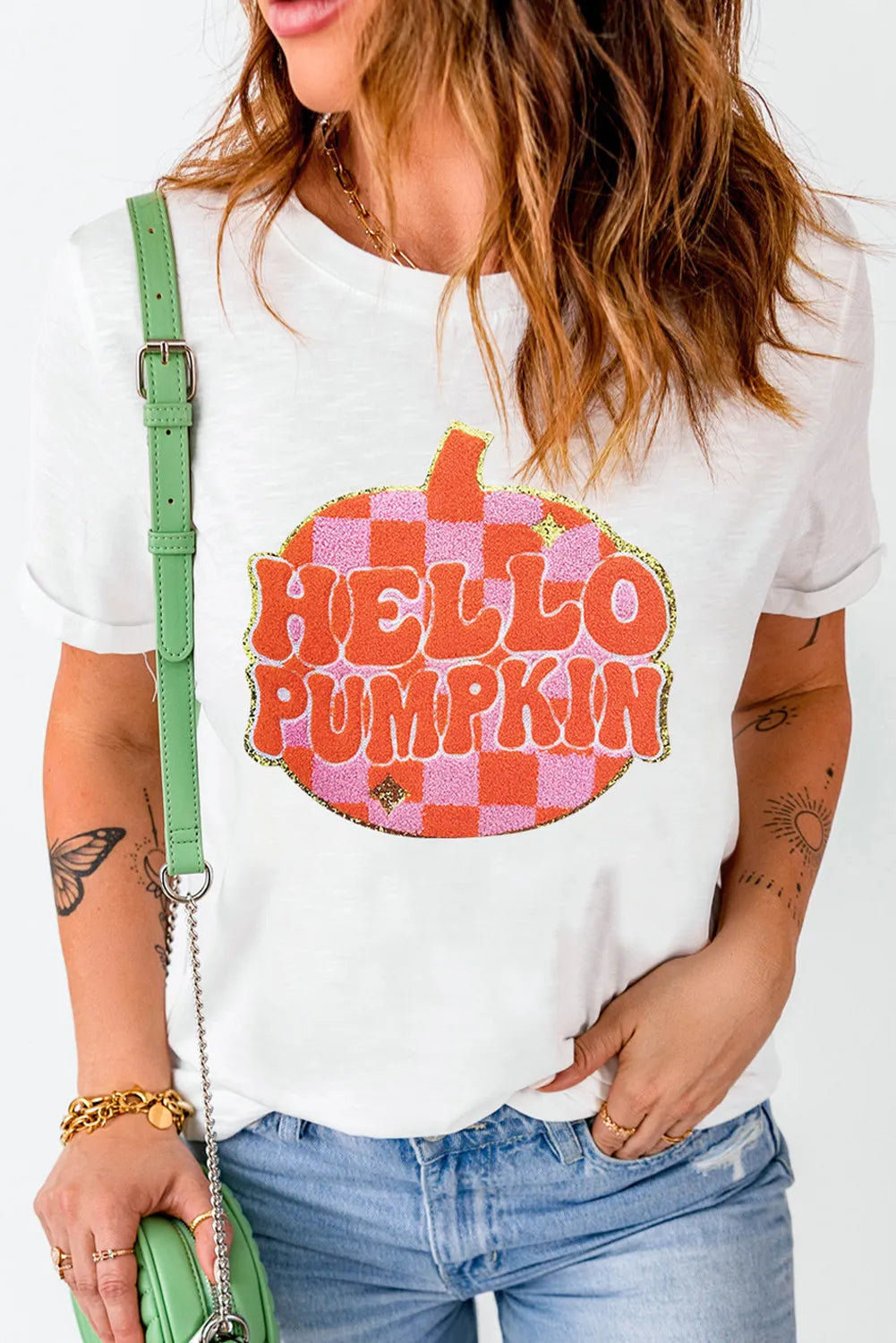 Glownestbest ® | Pumpkin Round Neck Short Sleeve T-Shirt White 6d541de9-7a19-47e0-8933-7725b94c555e-Max Glownestbest