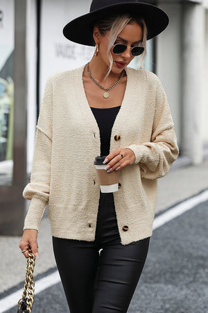Button-Up Dropped Shoulder Cardigan 6e08cc0ab65049a79d5b600cb0d011cb-Max Glownestbest